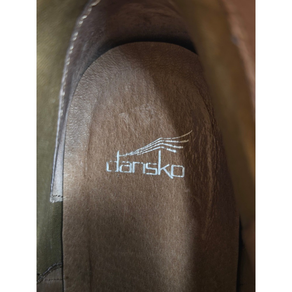 Dansko Lafayette Brown Leather Nubuck Wedge Ankle Booties Buckle Side Zip 41 - Picture 4 of 8